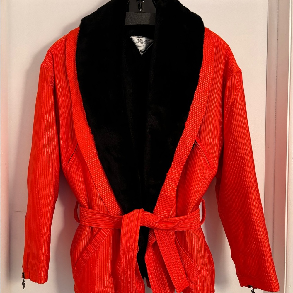 NEW Gianni Versace’s Versus Woman’s Jacket, Orange, Pockets with Zippers, belted